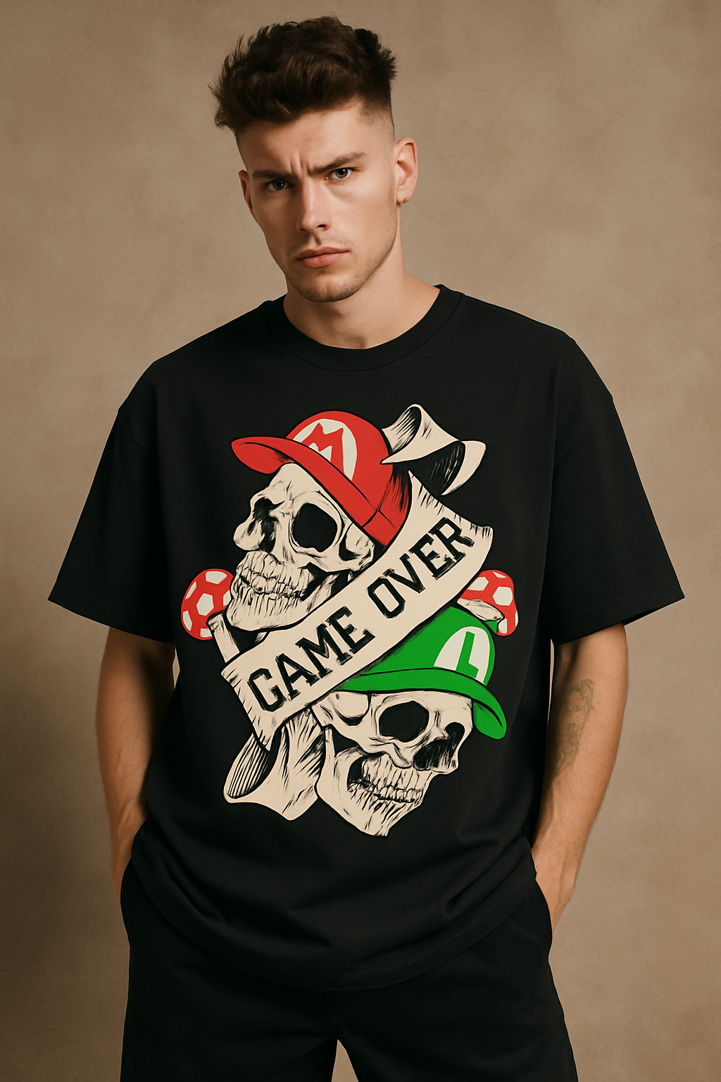 Game Over" Over-sized Graphic T-Shirt