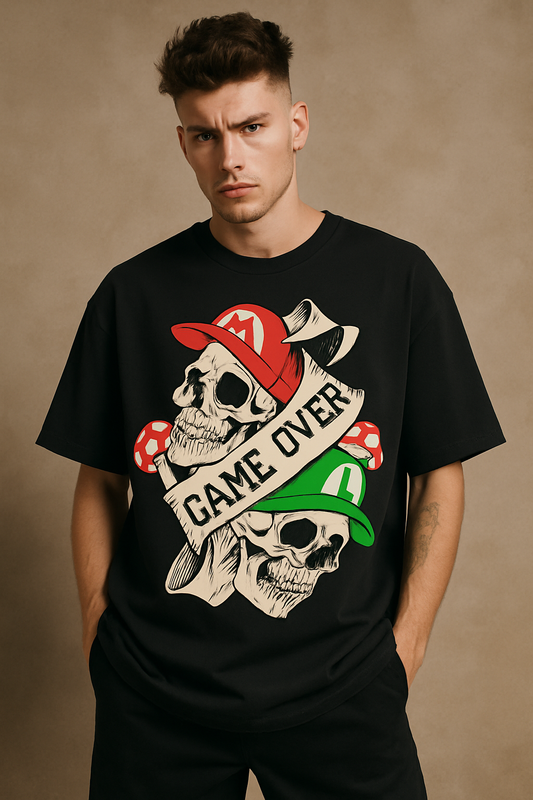 Game Over" Over-sized Graphic T-Shirt
