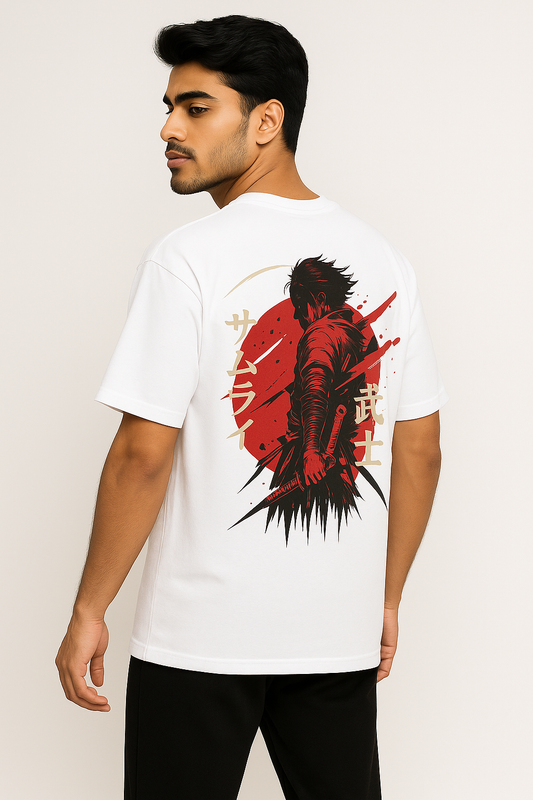 Samurai Spirit Oversized White T-Shirt